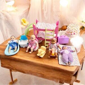 Set of 2016 JAKKS Pacific Perfectly Cute Be My Baby 8'' Dolls & Furniture, Cloth